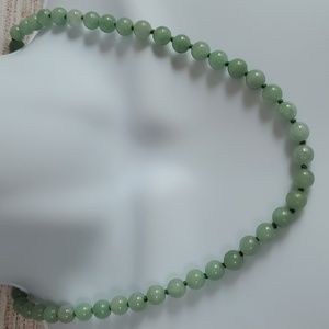Green Jadeite Necklace & Earrings 14K Yellow Gold